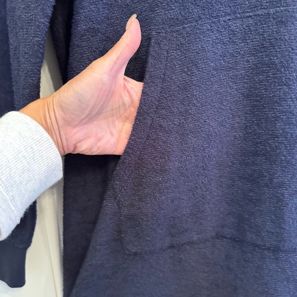 NWT Outerknown Dress Terry Kangaroo Pocket Hoodie Navy Blue Extra Large - Picture 3 of 8